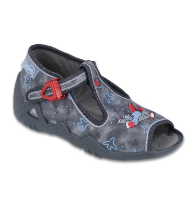 217P099 18 - chl.sandálek, šedá, letadlo