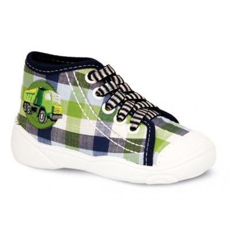 218P034 25 - tenisky-kotníčk.,kostka zeleno-bílá