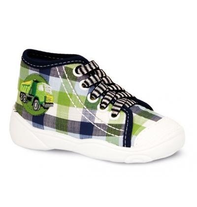 218P034 25 - tenisky-kotníčk.,kostka zeleno-bílá