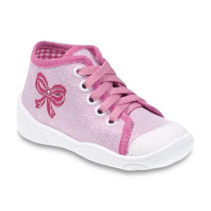 218P047 20 -tenisky-kotníčk,růžová lesklá,mašlička