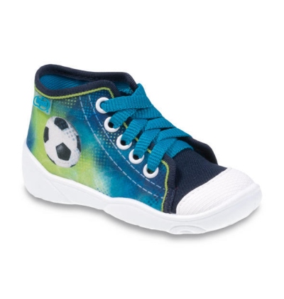 218P049 18 - tenisky-kotníčk., modrá, fotbal. míč