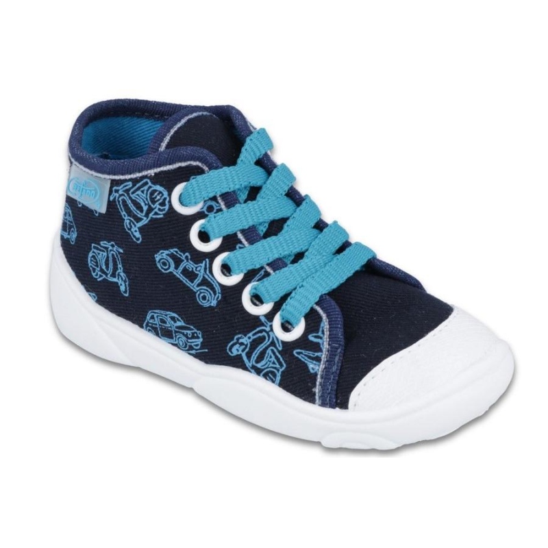 218P059 18 - tenisky kotníčk. modré, auta, motorky