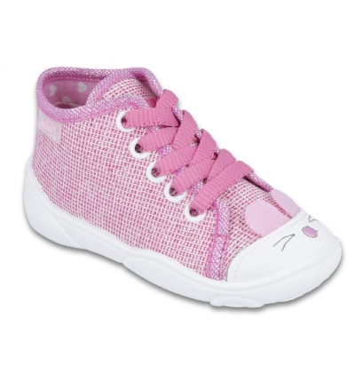 218P060 18 - tenisky-kotníčk.,lesklá růž.,kočička 