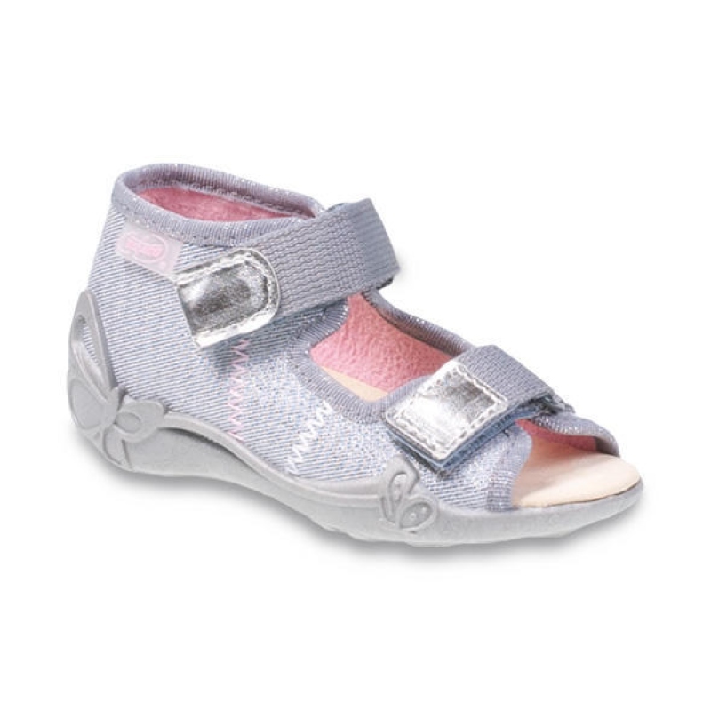 242P066 18 - dívčí 2 SZ,stříbrná,kožená stélka