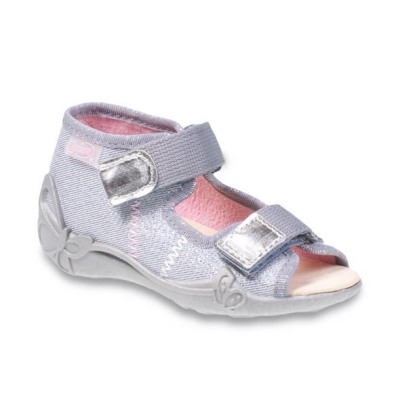 242P066 18 - dívčí 2 SZ,stříbrná,kožená stélka