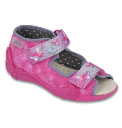242P076 18 - dívčí 2 SZ, růžová,motýlci,kož.stélka