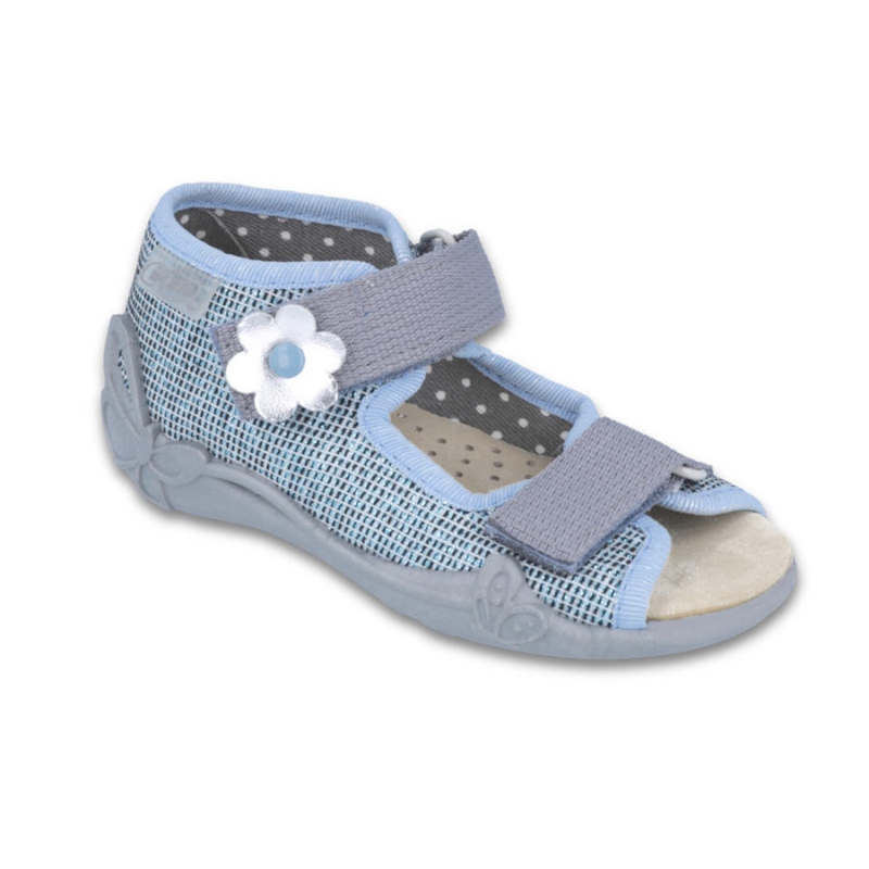 242P081 18 - dívčí 2 SZ,sv.modrá,kytič.,kož.stélka