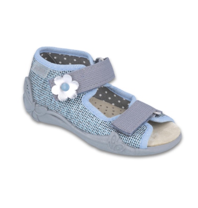 242P081 18 - dívčí 2 SZ,sv.modrá,kytič.,kož.stélka