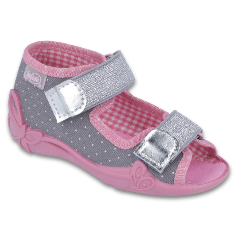 242P082 20 - dívčí sandálky Befado šedé, tečky