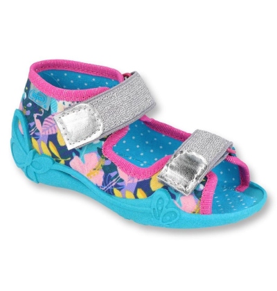 242P098 18 - dívčí sandálky Befado modré, květy