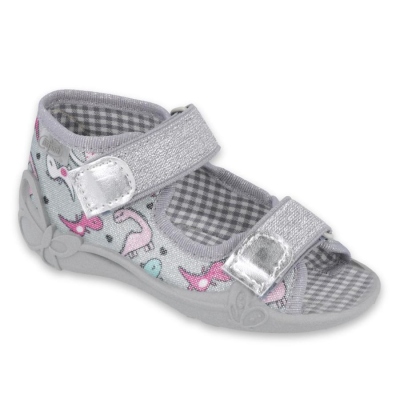 242P105 18 - dívčí sandálky Befado stříbrné, dino
