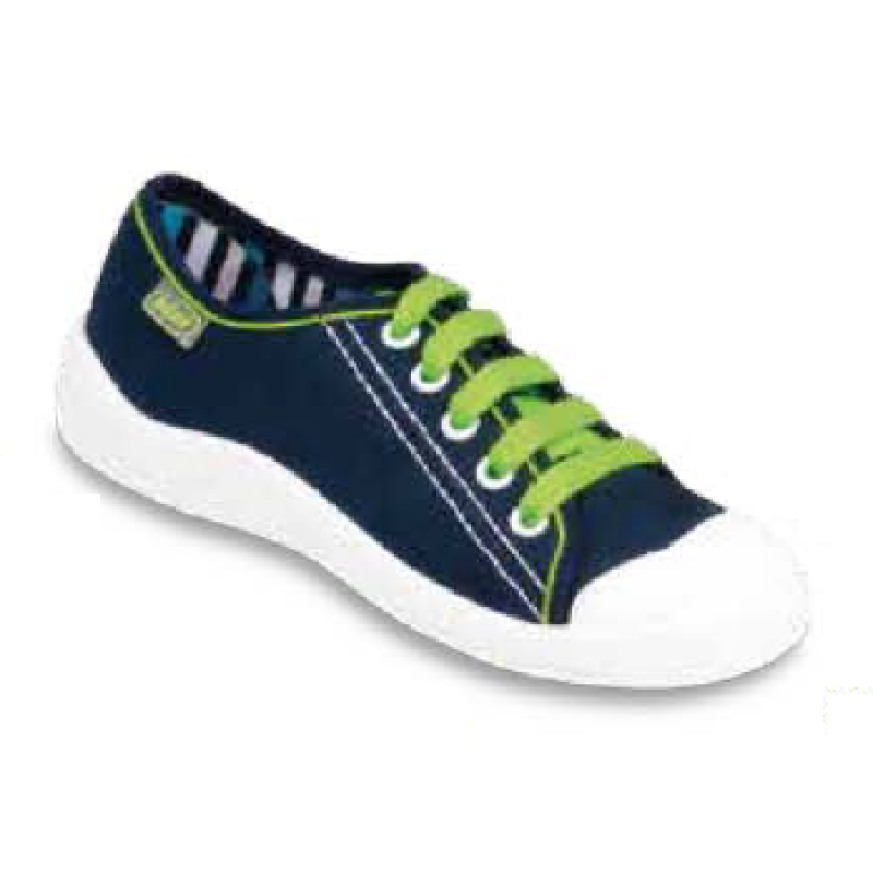 244Y015 31 - chl.tenisky šněr.,tm.modrá,zel.tkani