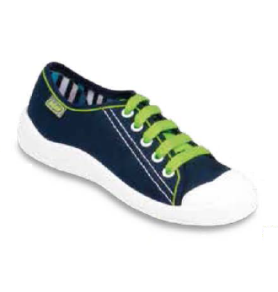 244Y015 31 - chl.tenisky šněr.,tm.modrá,zel.tkani