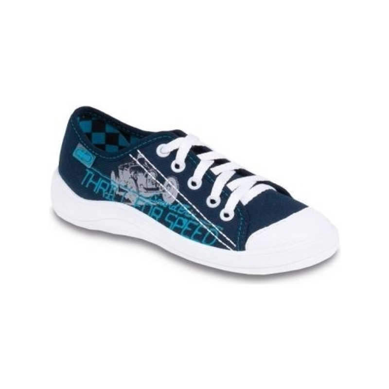 244Y024 - chl.tenisky šněrovací,tm.modrá,auto