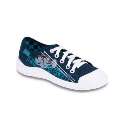 244Y024 - chl.tenisky šněrovací,tm.modrá,auto