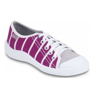 244Y025 31 - dív.tenisky šněrovací, fialová, pruhy