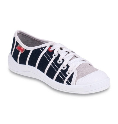 244Y026 31 - dív.tenisky šněrovací,tm.modré, pruhy