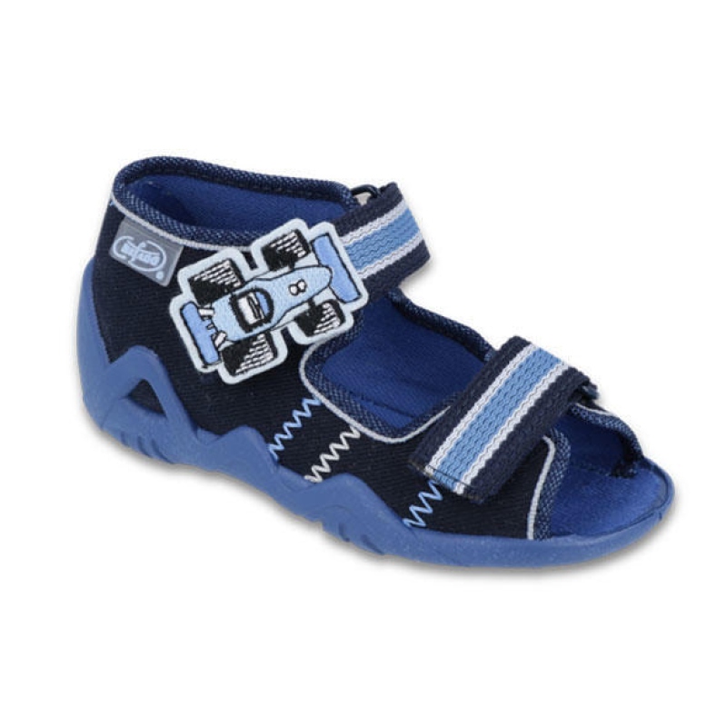 250P065 18 - chl.sandálek 2SZ,tm.modrá,na pásku F1