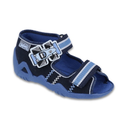 250P065 18 - chl.sandálek 2SZ,tm.modrá,na pásku F1