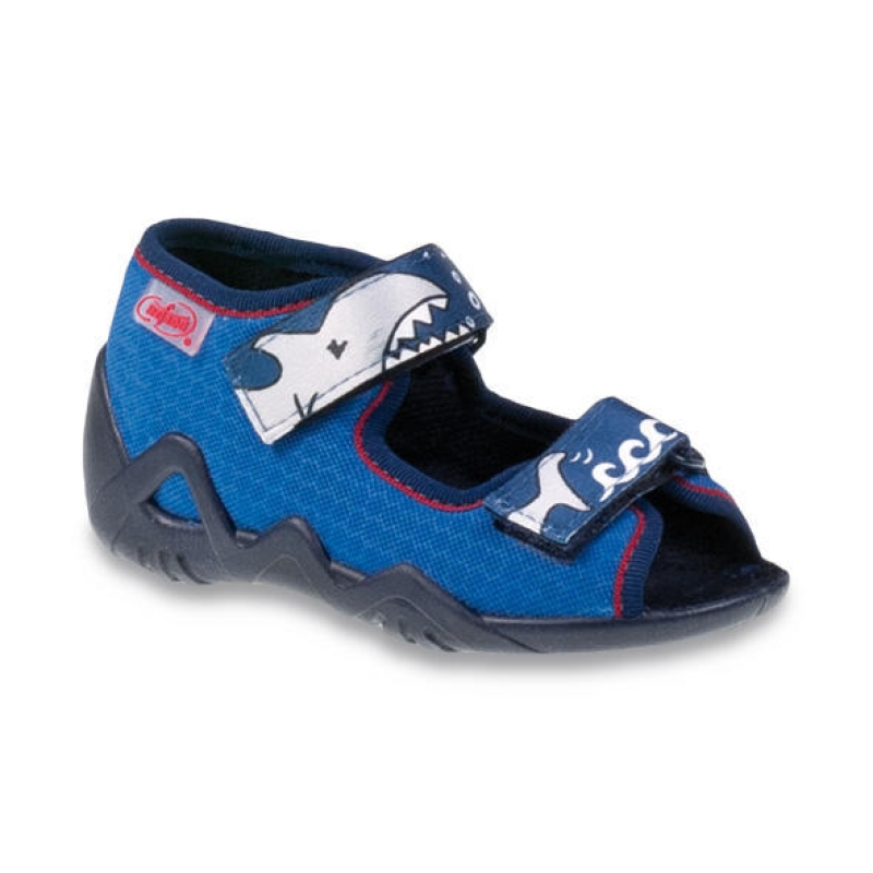 250P069 18 - chl.sandálek 2SZ, modrá, žralok