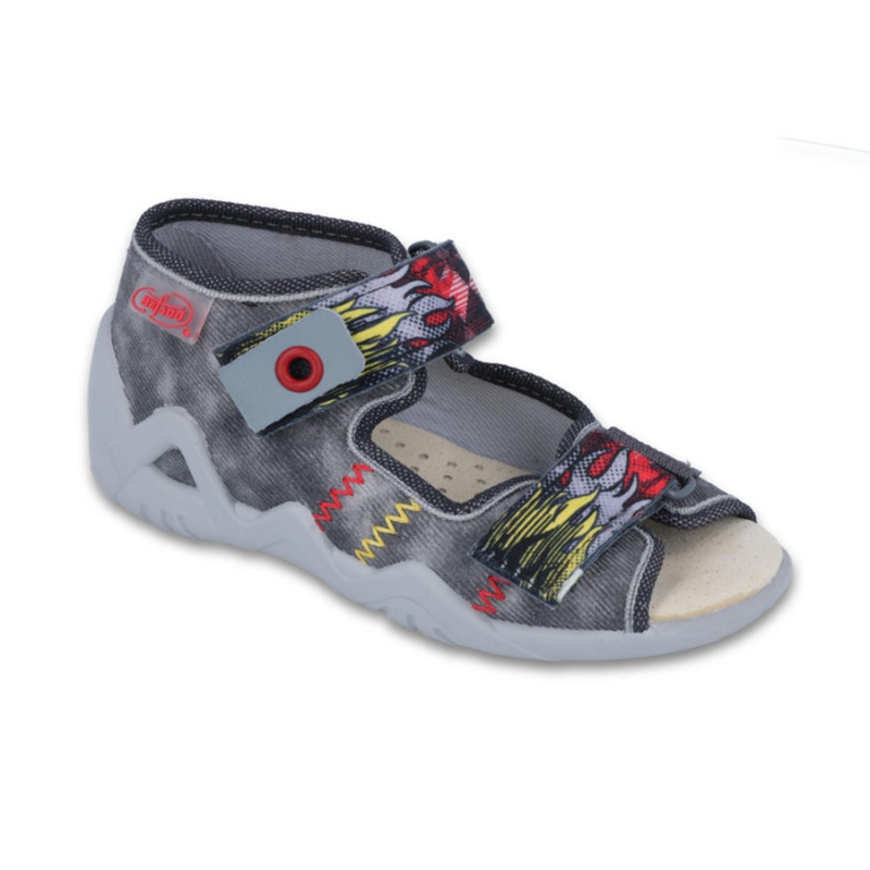 250P073 18 - chl.sandálek 2SZ, šedá bat.,plam.,kož