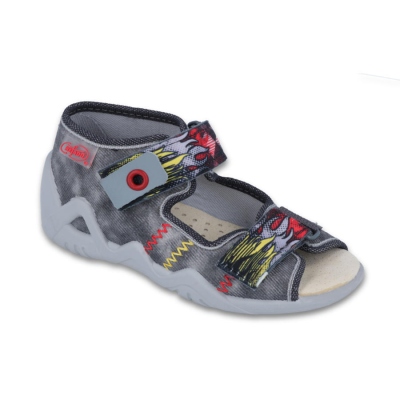 250P073 18 - chl.sandálek 2SZ, šedá bat.,plam.,kož