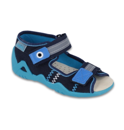 250P074 18 - chl.sandálek 2SZ, tm.modrá,kož.stélka