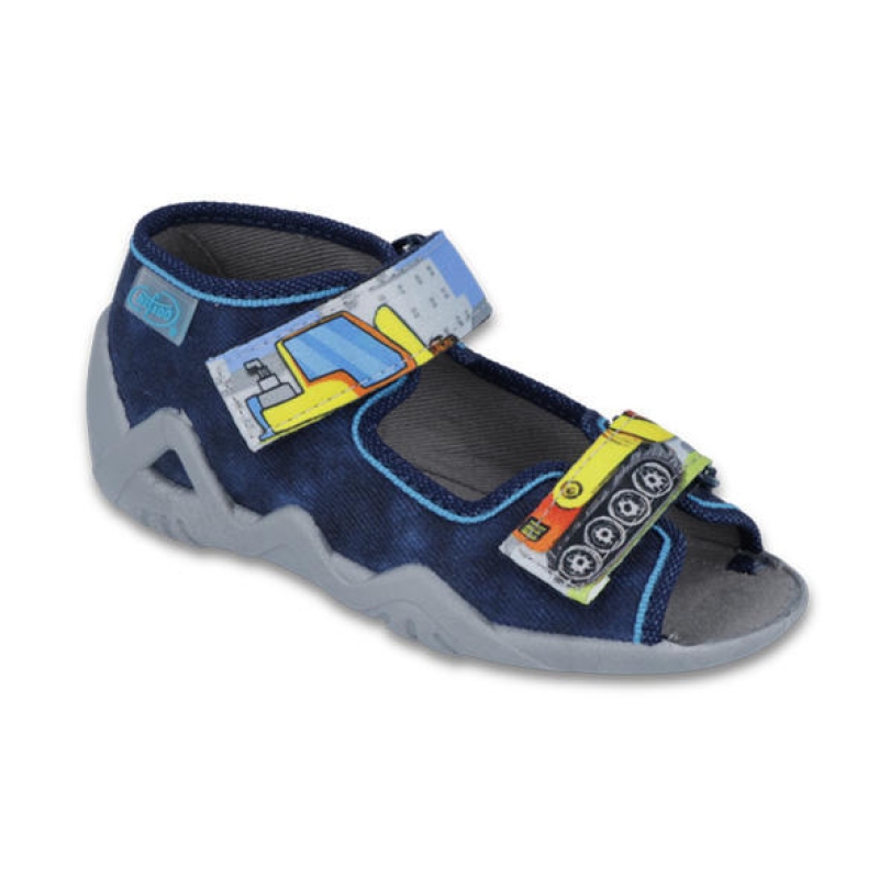 250P077 18 - chl.sandálek 2SZ, modrá,auta na pásku