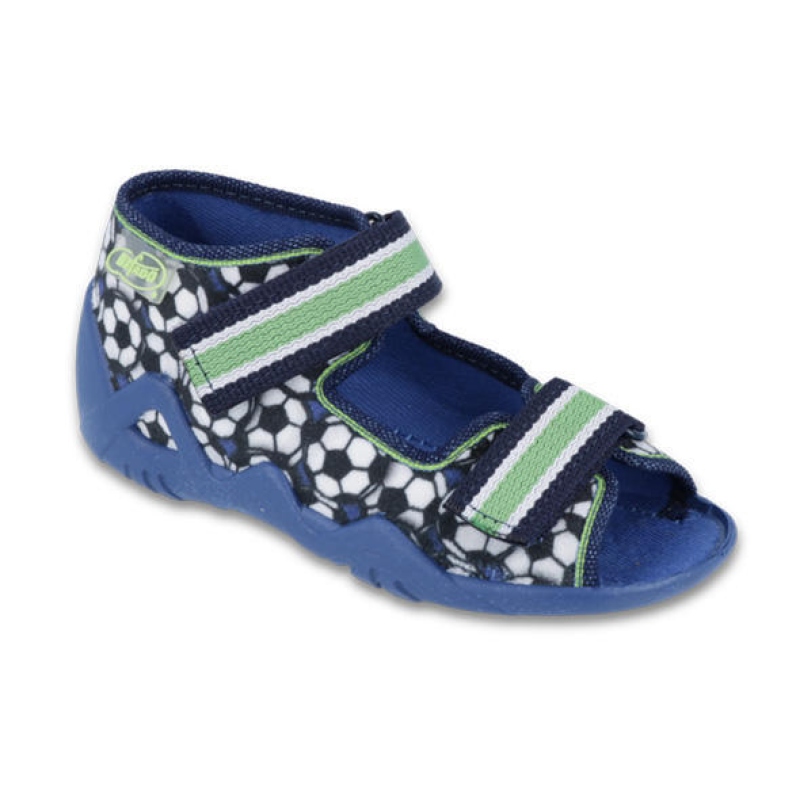 250P078 18 - chl.sandálek 2SZ, modrá, fotbal.míče
