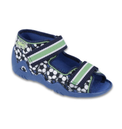 250P078 18 - chl.sandálek 2SZ, modrá, fotbal.míče