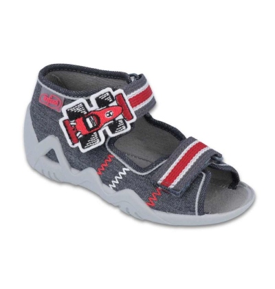 250P087 18 - chl.sandálky 2SZ šedé,červená formule