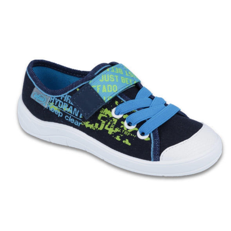 251X099 25 - chl. šněr.tenisky1SZ, modrá s nápisy