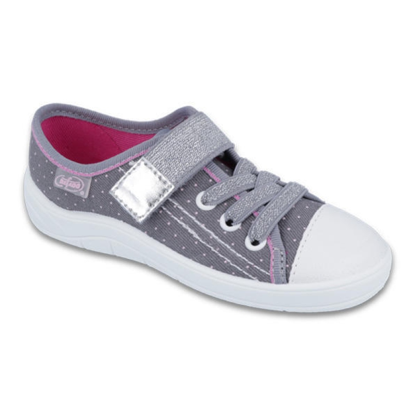 251X107 25 - dív.šněr.tenisky1SZ,šedá,růžové tečky