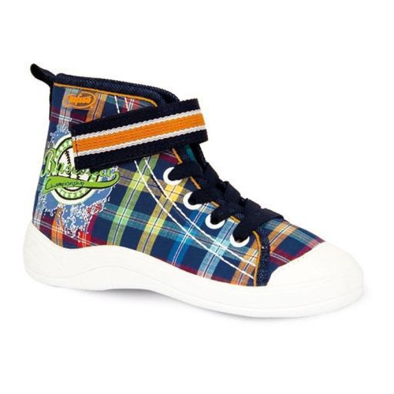 268X037 28 - chl.tenisky-kotník,šněr+SZ,modr-oranž