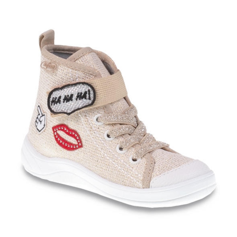 268X069 25 -dív.tenisky-kotník,šněr+SZ, zlatá, HA