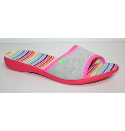 300D007 37 - VIKI OŠ, šedý melír, pestré proužky