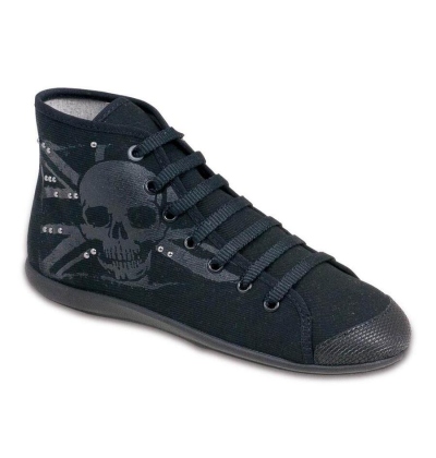 311Q003 38 - dív.vysoké tenisky, šněr, černá,lebka