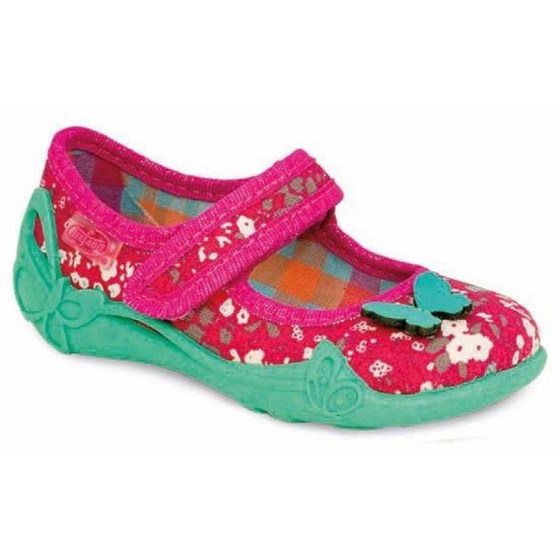 332P006 18 - balerínky na SZ, růž-zelená, motýl