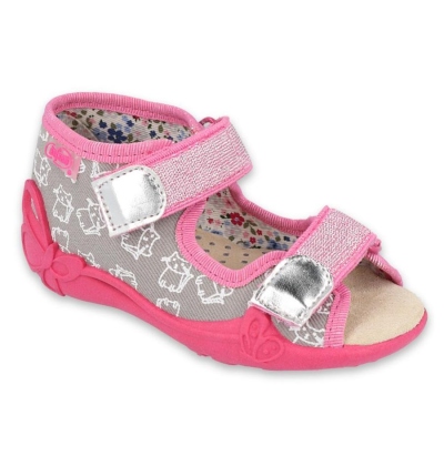 342P006 18 - dívčí sandálky, kožená stélka,kočičky