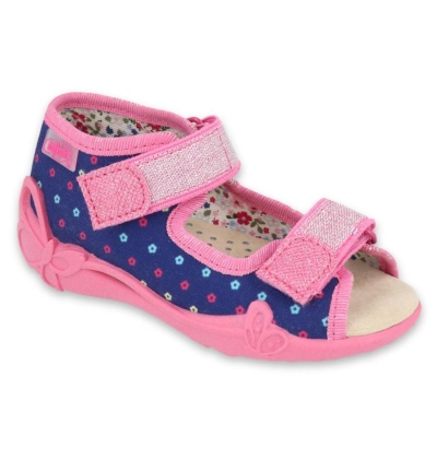 342P007 18 - dívčí sandálky, kožená stélka,kytičky