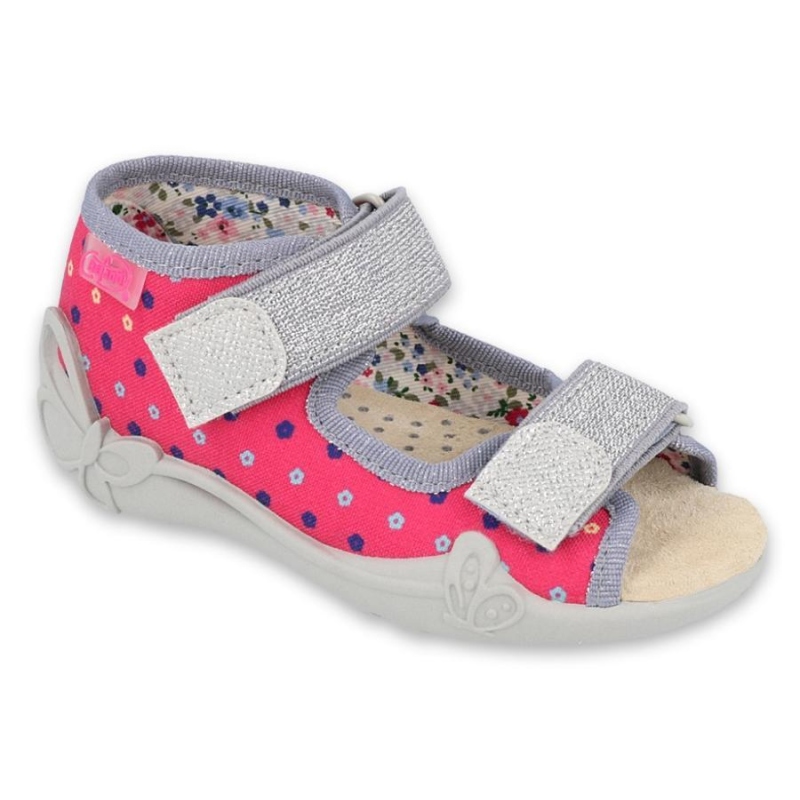 342P008 18 - dívčí sandálky, kožená stélka,kytičky