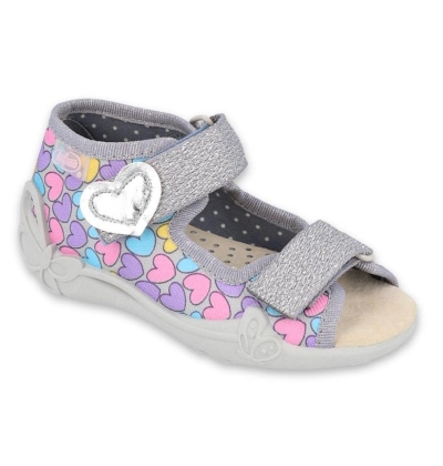 342P013 18 - dívčí sandálek, kožená stélka,srdíčka