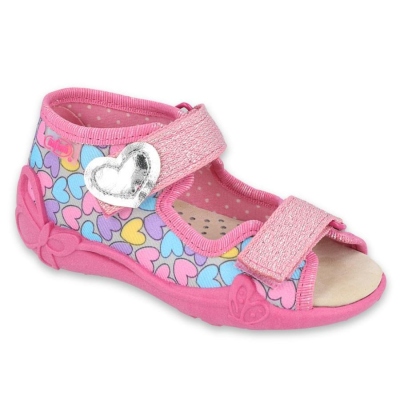 342P014 18 - dívčí sandálky, kožená stélka,srdíčka