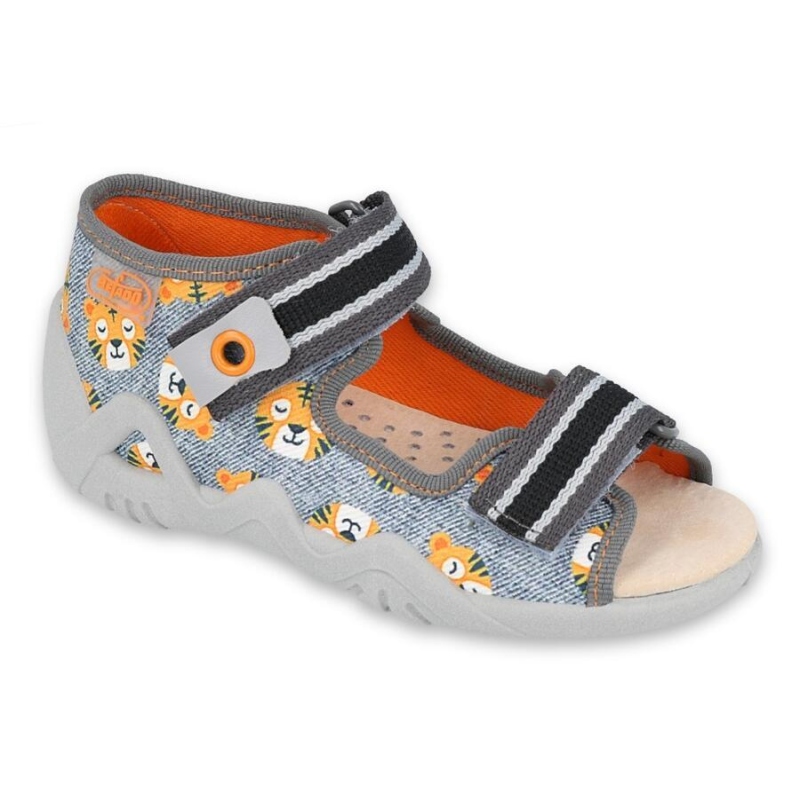 350P016 18 - chlapecké sandálky Befado šedé, tygři