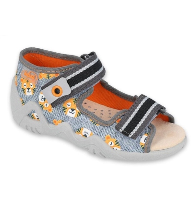 350P016 18 - chlapecké sandálky Befado šedé, tygři