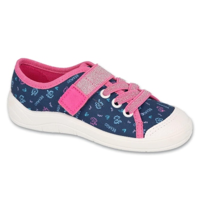 351Y021 - dívčí tenisky Befado 1SZ, modré,kytičky (navazující vzor na 251Y)