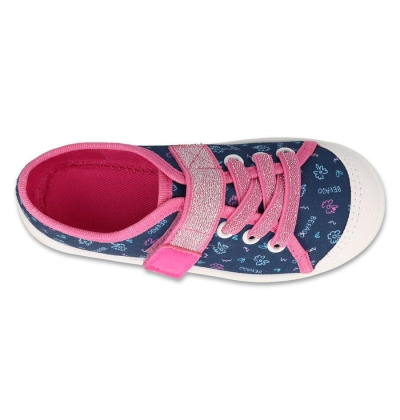 351Y021 - dívčí tenisky Befado 1SZ, modré,kytičky (navazující vzor na 251Y)