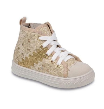 418P007 21 - tenisky kotníčk.,šněr,zip,zlatá