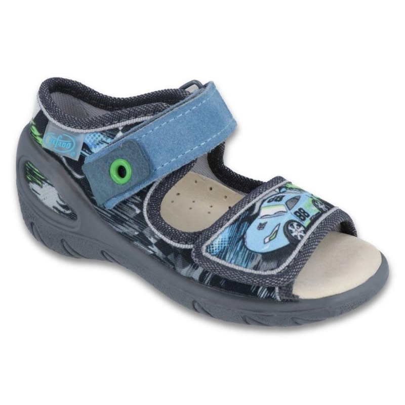433P028 20 - SUNNY - chl.sandálky,šedo-modrá, auto