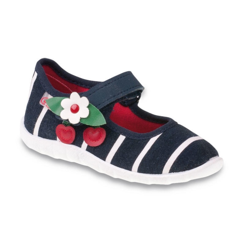 460P005 23 - balerínky, suchý zip,modrá,bílé pruhy